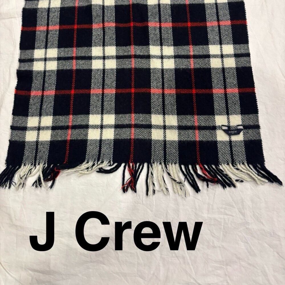 J.Crew Scarf Plaid Tartan Black White Red